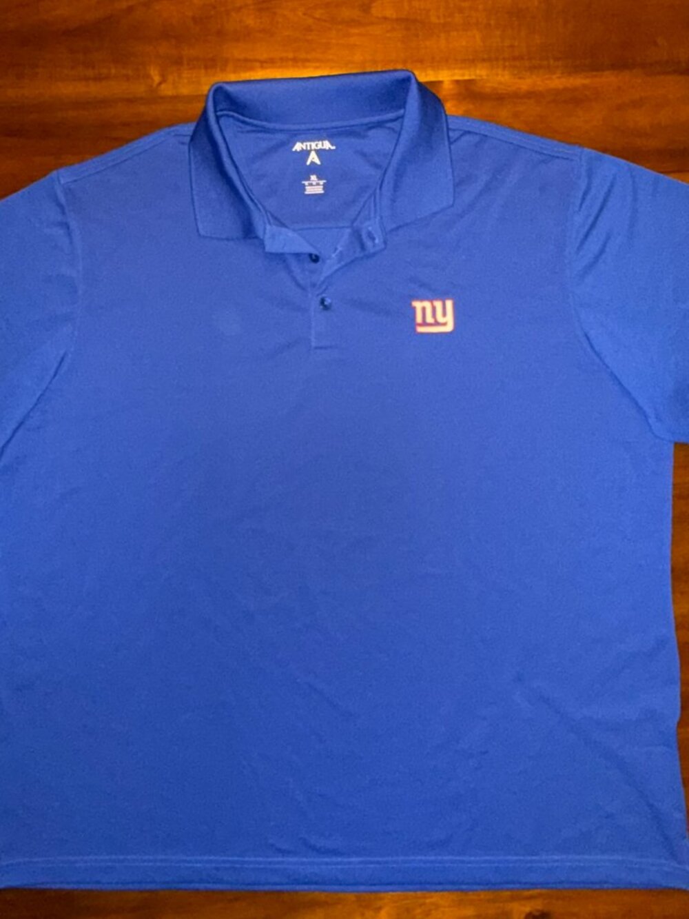 New York Giants Polo Shirt Antigua Blue NFL Short Sleeve Men XL